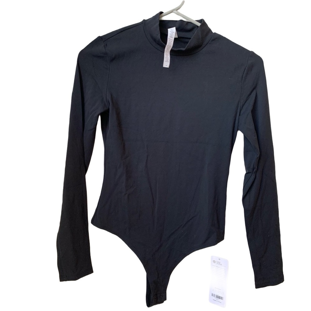 CRZ YOGA Women’s Black Mock Neck Long Sleeve Bodysuit